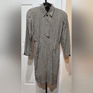 Le Crillon Vintage Black Cream Gingham Print Dress